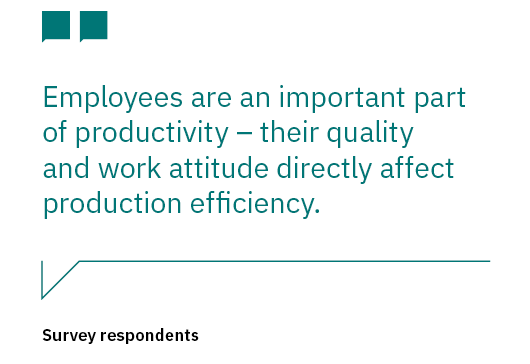 Quote tile" Employees are an important part of productivity – their quality and work attitude directly affect production efficiency. Survey respondents